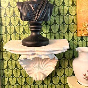 Vintage Gold Leaf Shell Wall Shelf, Gold Ornate Wall Bracket Display, French Bar